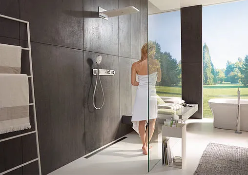 Лейка верхнего душа Hansgrohe Rainmaker Select 580 3jet EcoSmart белое стекло/хром 24011400