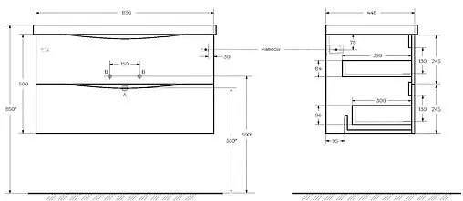 Тумба под умывальник подвесная BelBagno MARINO 90 Rovere Bianco MARINO-900-2C-SO-WO-P