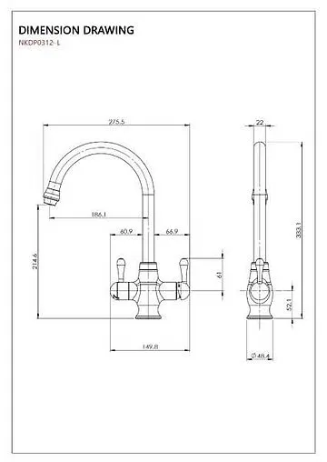 Смеситель для кухни с подключением к фильтру Atoll NKD0312CP-L хром ATOFCM303