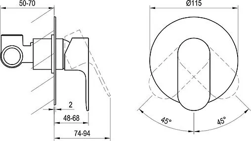 Смеситель для душа скрытого монтажа Ravak Eleganta графит X070336