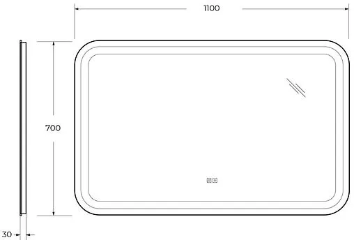 Зеркало с подсветкой Cezares Stylus 110x70 с подогревом CZR-SPC-STYLUS-1100-700-TCH-WARM