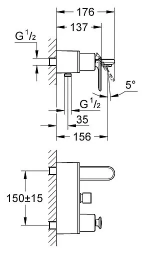 Смеситель для ванны Grohe Veris хром 32195000