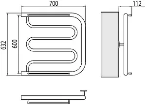 Полотенцесушитель водяной Terminus Фокстрот 1" БШ 600х700 полированная сталь 4620768881473 Полотенцесушитель водяной Terminus Фокстрот 1" БШ 600х700 полированная сталь 4620768881473, 2