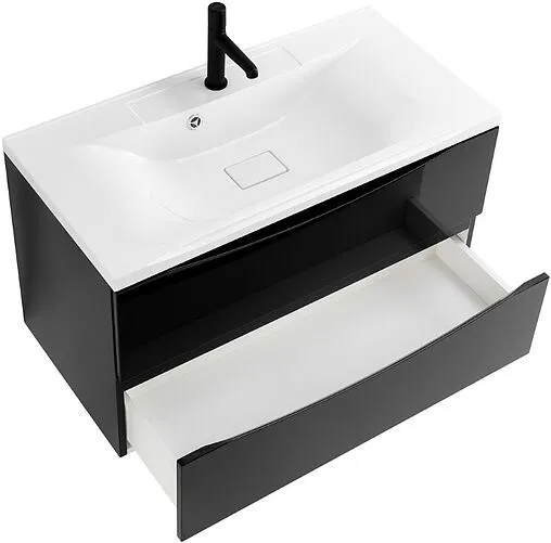 Тумба-умывальник подвесная BelBagno MARINO 100 Nero Lucido MARINO-1000-2C-SO-NL-P+BB1000/445-LV-MR-PR