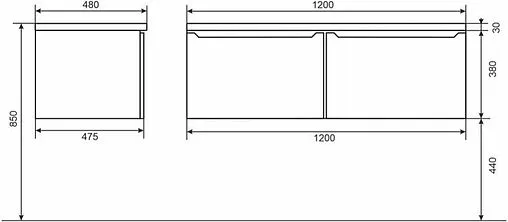 Тумба под умывальник подвесная Uperwood UPD Tanos 120 L белый с графитовыми вставками 291020265