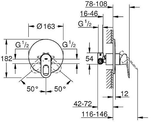 Смеситель для душа скрытого монтажа Grohe BauLoop хром 29080000