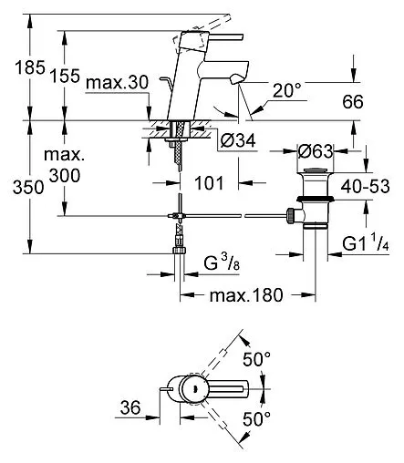 Смеситель для раковины Grohe Concetto хром 3220410E