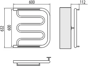 Полотенцесушитель водяной Terminus Фокстрот 1" БШ 600х600 полированная сталь 4620768881107 Полотенцесушитель водяной Terminus Фокстрот 1" БШ 600х600 полированная сталь 4620768881107, 2