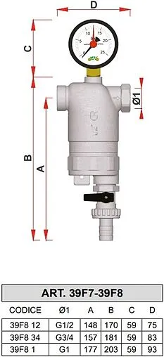 Фильтр тонкой очистки воды ½&quot;в x ½&quot;в Far FA 39F8 12