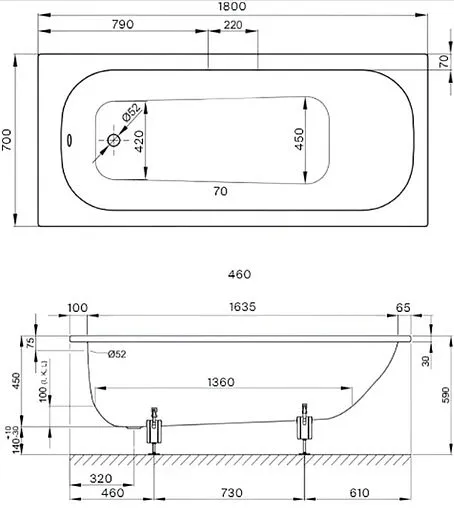 Ванна стальная Bette Classic 180х70 anti-slip белый 1271-000 AR