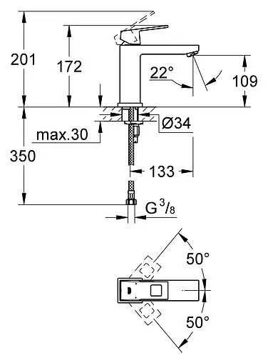 Смеситель для раковины Grohe Eurocube хром 23446000