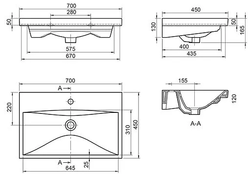 Раковина BelBagno MARINO-CER 70 белый BB-0321-70-LVB