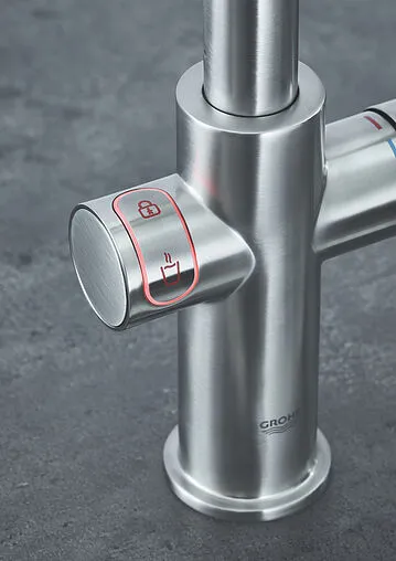 Смеситель для кухни с фильтром и встроенным нагревом воды Grohe Red II Duo суперсталь 30325DC1