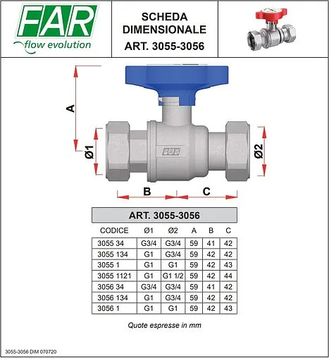 Кран шаровый с накидной гайкой 1&quot;нг x 1&quot;нг красный Far FS 3056 1R