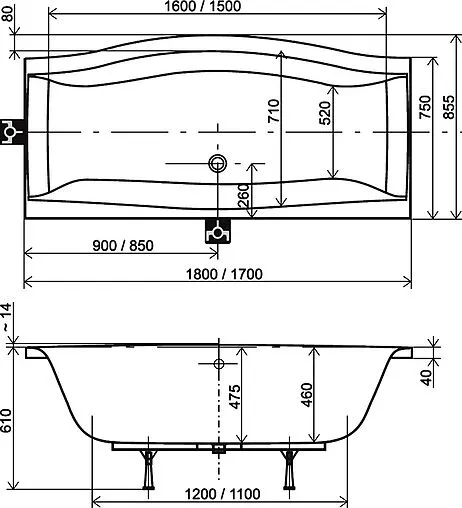 Ванна акриловая Ravak MAGNOLIA 180x75 C601000000