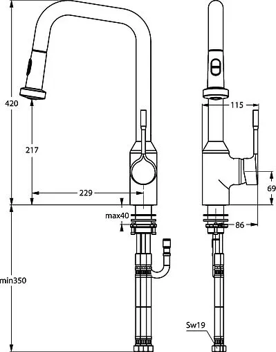 Смеситель для кухни с выдвижным изливом Ideal Standard Retta хром B8989AA