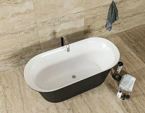 Ванна акриловая отдельностоящая Aquanet Family Smart 170x78 Matt Finish белый матовый/панель Black matte 88778-MW-MB