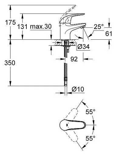 Смеситель для раковины Grohe Euroeco хром 32734000