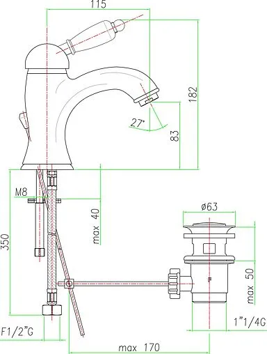 Смеситель для раковины Fiore Imperial бронза/белый 83ZZ5221