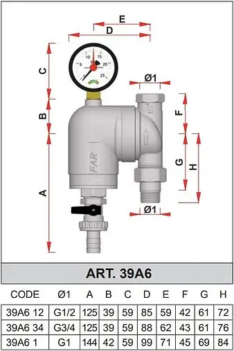 Фильтр тонкой очистки воды ½&quot;н x ½&quot;в Far FA 39A6 12100