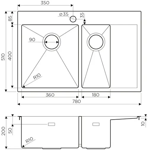 Мойка кухонная Omoikiri Akisame 78-2-IN-L нержавеющая сталь 4973062