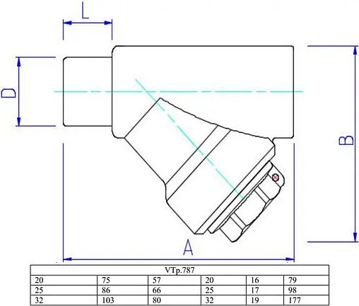 Фильтр угловой сетчатый 20мм н/в Valtec VTp.787.0.020