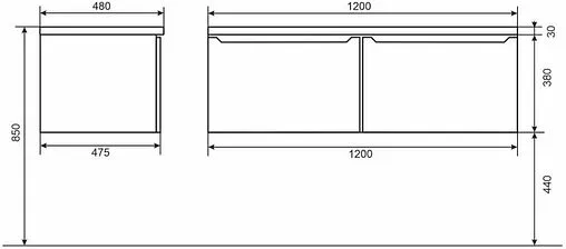 Тумба-умывальник подвесная Uperwood Tanos 120 R белый с графитовыми вставками 291021018