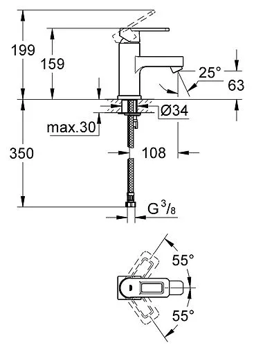 Смеситель для раковины Grohe Quadra хром 23105000