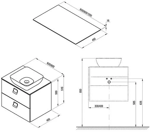 Тумба-умывальник подвесная Ravak Comfort 120 белый X000001377+X000001381+X000001375+