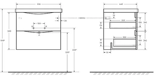 Тумба под умывальник подвесная BelBagno MARINO 60 Rovere Grigio MARINO-600-2C-SO-RG-P