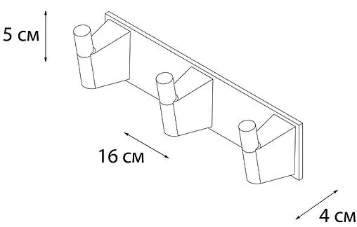 Планка с 3-мя крючками Fixsen Trend чёрный матовый FX-97805-3