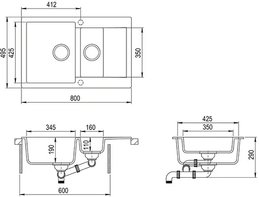 Мойка кухонная Teka Clivo 60 B-TQ черный металлик 40148020