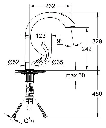 Смеситель для кухни с выдвижным изливом Grohe K4 хром 33782000