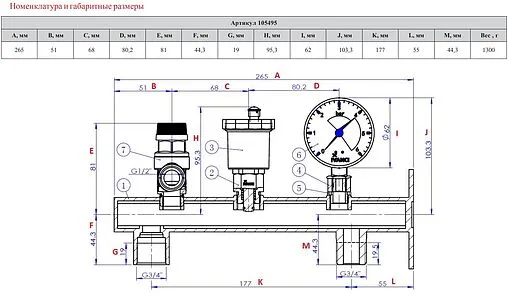 Группа безопасности расширительного бака до 60 кВт ¾&quot; 3 бар IVANCI IVC.105495.N.01