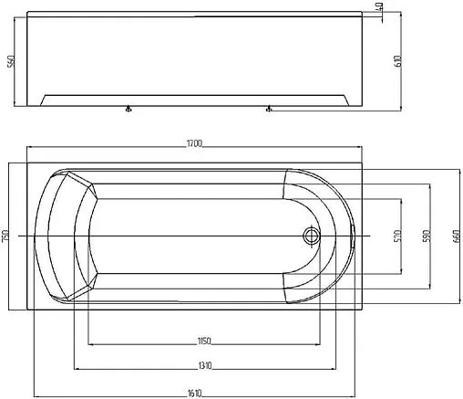 Ванна акриловая Aquatek Ника 170x75 NIK170-0000001