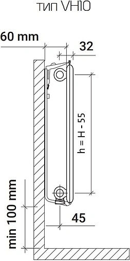 Радиатор стальной панельный Royal Thermo VENTIL HYGIENE тип 10 400 x 1200 мм Bianco Traffico VH10-400-1200/9016