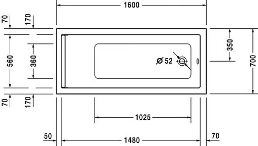 Ванна акриловая Duravit Starck 160x70 700333000000000