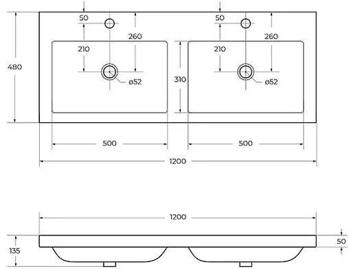 Раковина Cezares ECO 120 белый CZR-1200/480-2-LV-MR-ECO