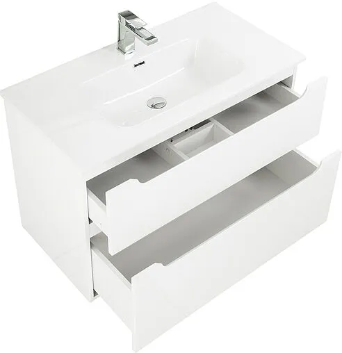 Тумба-умывальник подвесная BelBagno ETNA H-60 100 Bianco Lucido ETNA-H60-1000-2C-SO-BL-P+