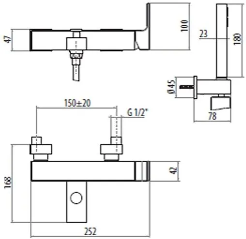 Смеситель для ванны Gattoni Kubik хром 2500/25C0