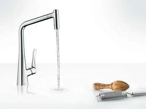 Смеситель для кухни с выдвижным изливом Hansgrohe Metris M71 320 2jet хром 14820000