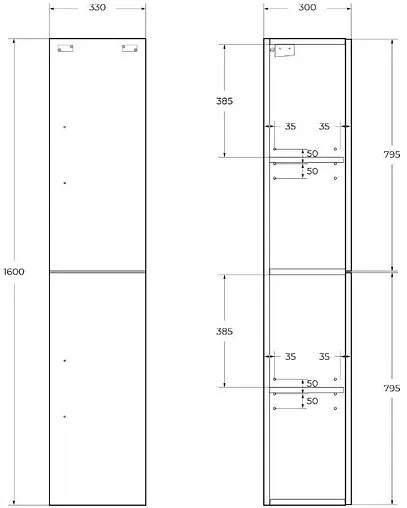 Шкаф-пенал подвесной BelBagno AURORA 30 Bianco Opaco AURORA-1600-2A-SC-BO-P-L