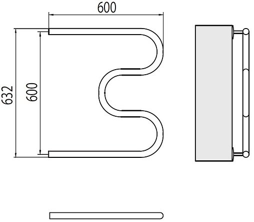 Полотенцесушитель водяной Terminus М-образный AISI 1&quot; БШ 600х600 полированная сталь 4620768880957