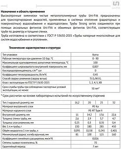 Труба металлополимерная Uni-fitt Strong series 32 x 4.7 мм PE-Xa/Al/PE-RT бухта 25м 554S3225 Труба металлополимерная Uni-fitt Strong series 32 x 4.7 мм PE-Xa/Al/PE-RT бухта 25м 554S3225, 3