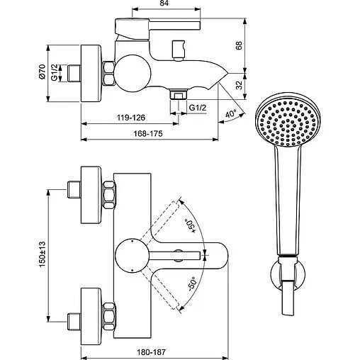 Смеситель для ванны Ideal Standard Ceraline хром BC270AA