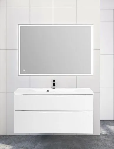 Тумба-умывальник подвесная BelBagno MARINO-H60 100 Bianco Lucido MARINO-H60-1000-2C-SO-BL-P+BB1000/445-LV-MR-PR