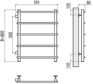 Полотенцесушитель водяной лесенка Terminus Квинта П6 500х800 бп500 полированная сталь 4670078530172 Полотенцесушитель водяной лесенка Terminus Квинта П6 500х800 бп500 полированная сталь 4670078530172, 2