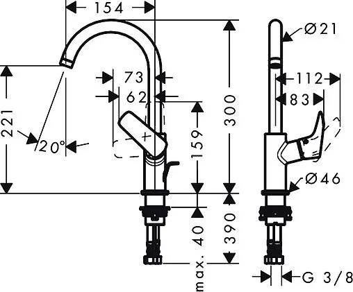 Смеситель для раковины Hansgrohe Logis 210 хром 71130000