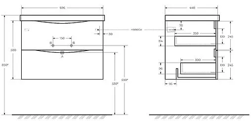 Тумба-умывальник подвесная BelBagno MARINO 70 Rovere Bianco MARINO-700-2C-SO-WO-P+BB700/450-LV-MR-AST