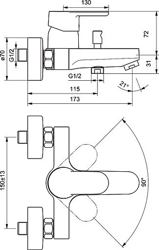 Смеситель для ванны Ideal Standard Ceraplan III хром B0718AA